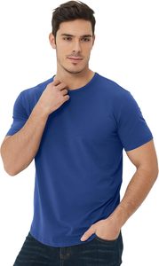 Camiseta de Algodón de Manga Corta con Cuello Redondo y Color Sólido para Hombre, Corte Regular, Tejido Jersey Informal y Transpirable - Product Image 4