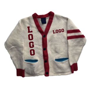 University Casual Custom Letterman School Winter <b>Cardigan</b> Unisex Open-Front Appliques Embroidery Button Wool/Acrylic V-neck - Product Image 1