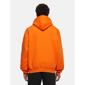 <b>Men's</b> <b>Orange</b> Hooded <b>Sweatshirt</b> Solid Color Cotton Fleece Oversized Fit Casual Pullover Pocket Design Autumn Wear - Product Image 4