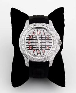 Montre à quartz analogique pour homme en acier inoxydable sertie de diamants de luxe - Product Image 3