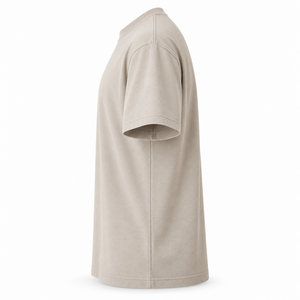 Camiseta de Algodón y Elastano Compacta para Hombre, 260 g/m², Color Arcilla Pálido, Cuello Redondo Estrecho, Corte Moderno y Relajado - Product Image 3