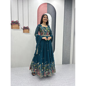 Professionnels dans la vente de la meilleure collection de vêtements indiens, magnifiques ensembles Anarkali en faux georgette avec broderies. - Product Image 1