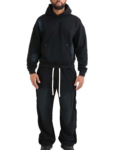 Vêtements de sport personnalisés pour hommes, en coton épais uni, effet délavé à l'acide, fabriqués par des fabricants. - Product Image 1