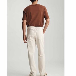 <b>Men's</b> Straight Casual Mid Waist Baggy Jeans Pant 100% Cotton Eco-Friendly Breathable Lightweight High Quality Pants <b>White</b> - Product Image 3