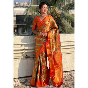 Sari léger en soie Dharmavaram Leheriya tissé avec des fils Zari, rouge, original, de la marque Elite Weaves, vêtements indiens et pakistanais - Shopify - Product Image 3