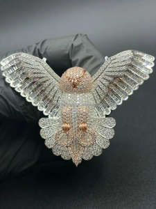 Pendentif Hibou Glacé Trisha Jewels en Forme d'Animal, Hip Hop, Moissanite, Argent 925 Plaqué Rhodium et Or, Bijou de Luxe Unisexe - Product Image 2