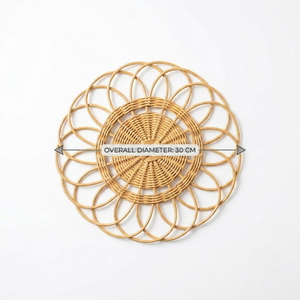 18 Inch Bohemian Floral <b>Ring</b> Rattan Charger <b>Plate</b> Handwoven Heat Resistant Decorative Table Charger for Dining and Event Decor - Product Image 3