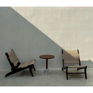 Chaise longue en teck corde cadre noir maldives - Product Image 1