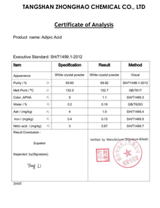 Ácido Adípico 99.8% (Zhonghao) CAS 124-04-9 EINECS 204-673-3 Grado Industrial Polvo Blanco C6H10O4 Aplicaciones en Nylon y Poliuretano - Product Image 2