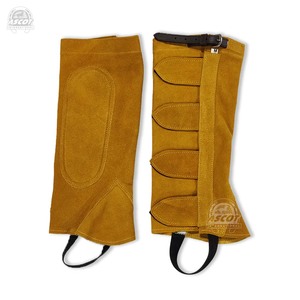 Chaparreras de media caña de alta calidad en cuero de ante de vaca, estilo inglés, altamente duraderas para montar a caballo. - Product Image 4