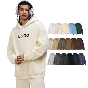 High Quality <b>Hoodie</b> Polyester Cotton Blank <b>Thick</b> Heavy Weight Pullover Custom Logo Drop Shoulder Fleece Oversized <b>Hoodie</b> for <b>Men</b> - Product Image 1