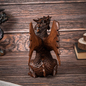 Sculpture de dragon de luxe en bois dur naturel, statue d'art de dragon personnalisée, fabricant de décoration de dragon chinois traditionnel en bois - Product Image 2