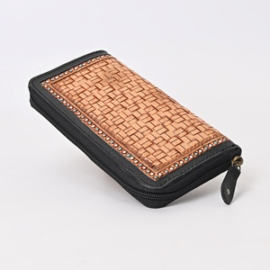 Custom Hand Tooled Cowhide Leather Card <b>Holder</b> <b>Wallet</b> Flower Design Passport <b>Holder</b> with 8 Card Slots - Product Image 3