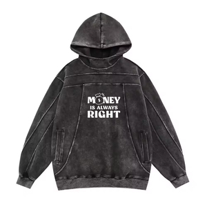 High Quality Acid Wash Hoodie with <b>Drop</b> Shoulder Multi-Pockets Custom Logo Screen Printed Casual Fleece Design Basics Hoodies - Product Image 1