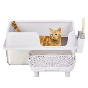 Lettiera per Gatti Extra Large in Acciaio Inossidabile con Coperchio e Filtro a Pedale per Gatti di Grandi Dimensioni - Product Image 5