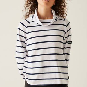 Sudadera de punto de algodón a rayas con cuello marinero de manga larga para mujer, informal, transpirable, de longitud completa, para primavera - Product Image 2