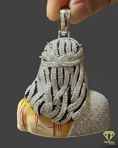 Pendentif Visage de Jésus entièrement serti de diamants, Collier Buste de Jésus, Bijou religieux Hip Hop tendance, Pendentif Hip Hop - Product Image 3