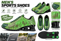 Chaussures de course pour hommes vertes camouflage, amortissantes, avec semelle à coussin d'air, respirantes, baskets athlétiques décontractées pour la marche