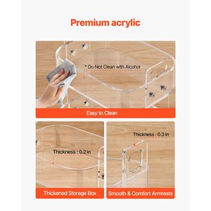 Table de chevet mobile moderne à 2 niveaux en acrylique transparent avec roulettes et rangement intégré - Product Image 5