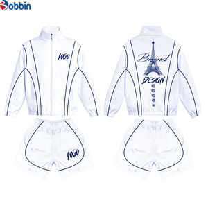 Men Windbreaker Short Set Satin Fabric Comfortable Custom Logo Windbreaker Jogger Set Zip up Streetwear Jogger Tracksuit - Product Image 4