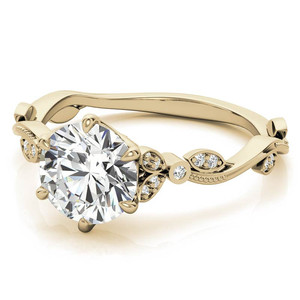 Anillo de compromiso de lujo de oro de 18k con diamante cultivado en laboratorio, diseño de hoja redonda con 6 puntas, para mujeres y niñas, ideal para fiestas. - Product Image 4