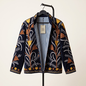 Wholesale Handmade Ethnic Boho Artwear Suzani Coat <b>Women</b> Floral Suzani Embroidered <b>Velvet</b> <b>Jacket</b> - Product Image 1