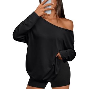 Camisetas Casuales Básicas de Manga Larga con Hombros Descubiertos para Mujer, Tallas Grandes, Personalizadas 2025, B0F9NWK3XT - Product Image 1