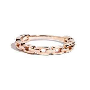 Miami Cuban Curb Chain Link <b>Ring</b> 3/4 Wrap Pattern High Polish 3mm Width Custom 14K 18K Solid Gold Unisex Stacking Band Wholesale - Product Image 5