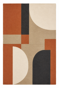 Tapis en laine tufté à la main pour salon, style Mid-Century Modern Bauhaus, orange brûlé, anthracite, design personnalisé OEM - Product Image 4