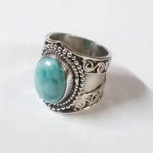 Bague en larimar bleu, argent 925, pierre précieuse, pour elle - Product Image 1