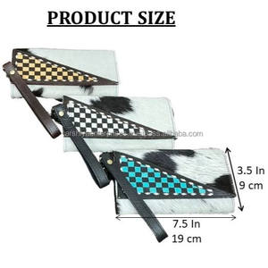 Cartera de Mano de Cuero Vacuno con Diseño a Cuadros, Hecha a Mano, de Lujo, OEM ODM, Tarjetero de Cuero Genuino con Correa para la Muñeca - Product Image 2