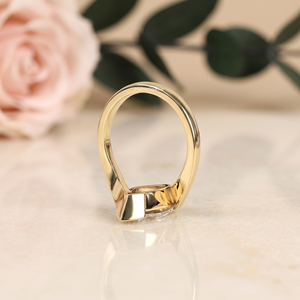 Luxury Gold Marquise Cut Bypass <b>Ring</b> with Sculpted Open Shank and Sleek Bezel Frame Modern Elegant <b>Statement</b> Fine Jewelry Design - Product Image 4