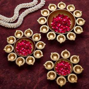 Traditional Handcrafted Metal Diya Shape Flower Urli Bowl for Floating Flowers Tea Lights and Festive Decor - Product Image 5