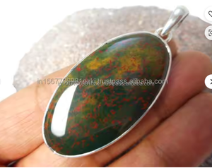 Pendentif en argent Sterling 925 Blood Stone, pendentif fait main, pendentif unisexe, grands bijoux de forme ovale, pendentif bohème pour cadeau - Product Image 5