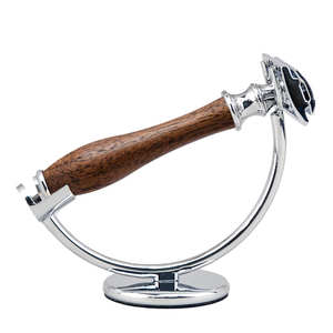 Juego de afeitadoras de seguridad de doble hoja de acero inoxidable con mango de madera para hombres - Uso en viajes y en casa, logotipo personalizado disponible - Product Image 5