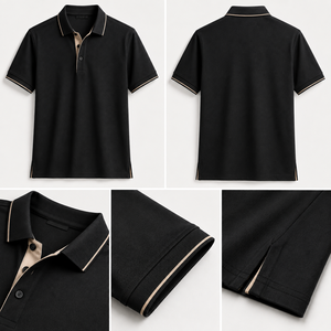 Polo ajusté en coton mercerisé avec étiquette tissée personnalisée et col côtelé – Vente en gros pour uniformes - Product Image 6