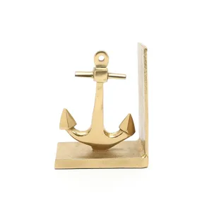 ZE-3579P Aluminium Anchor <b>Bookends</b> Gold Plated Gravure Printed <b>3D</b> Rectangle Shape Home Decoration Metal Craft - Product Image 2