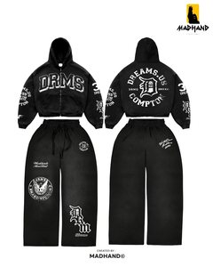 Conjunto de Sudadera con Cremallera y Pantalones Anchos de Felpa Personalizados |   Chándal Oversize de Estilo Urbano |   Traje de Forro Polar con Diseño Gráfico Vintage OEM - Product Image 6