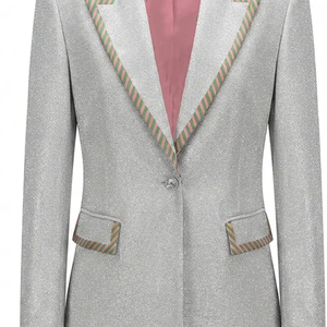 Nouveau Blazer Femme Coupe Slim Anti-Plis Couleur Unie Boutonné Doublé Polyester Coton Formel Bureau Affaires Sororité - Product Image 6