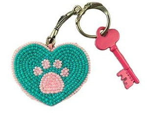 Porte-clés perlé élégant et léger, fait main, durable, brodé de perles de rocaille florales, nouveau design, avec perles de couleur classique, Inde - Product Image 5