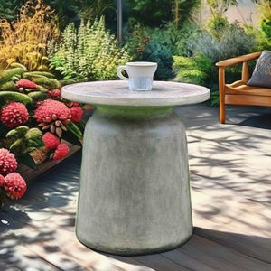 Mesa de Centro de Hormigón en Forma de Campana Contemporánea, Muebles Modernos para Sala de Estar, Jardín, Patio Exterior - Product Image 1