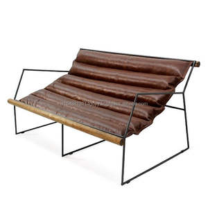 Conjunto de sofá de cuero marrón de estilo industrial moderno, nuevo diseño para relajarse en la sala de estar, dormitorios, baños, apartamentos, para hoteles - Product Image 2