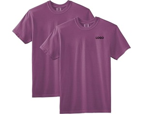 T-shirt en coton personnalisé violet à manches courtes, col rond, unisexe, pour la promotion et les événements d'équipe - Product Image 1