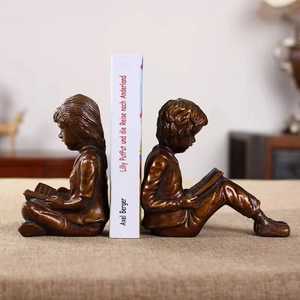 Pair of Bronze Child Reader <b>Bookends</b> Sculptural Design Decorative Handcrafted Eco‑Friendly Literary Inspired Home - Product Image 6