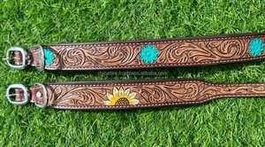 Latest Hot Selling Floral Hand Tooled Leather Dog Collar for Pets Real Genuine Leather <b>Padded</b> Adjustable Accessory for Neck Belt - Product Image 5