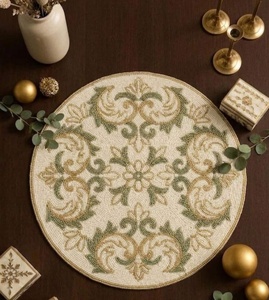 Elegant Handmade <b>Beaded</b> <b>Placemats</b> Intricate Embroidery Dining Table Mats for Wedding Party Restaurant Hotel and Home Decor - Product Image 4