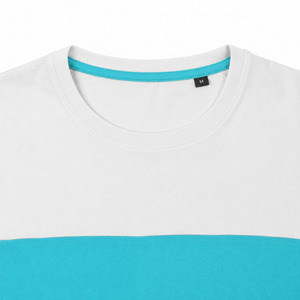 T-shirt pour homme, bleu marine et blanc, uni, décontracté, manches courtes, col rond, coupe classique, respirant, 100% coton, 220g, impression par sublimation, logo sur le devant - Product Image 5