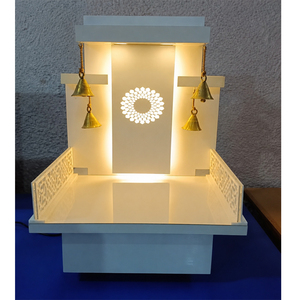 Marble Look Modern Teak Temple for Home Luxury Marble Finish Teak Wood Mandir Modern Puja <b>Unit</b> Decorative Marble Finish Temple - Product Image 1