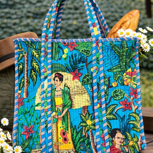 Bolso de Hombro Bohemio Acolchado de Algodón con Estampado Artesanal para Mujer, con Cierre Abierto, Lavable, Bolso de Algodón Estampado de Jaipur - Product Image 1