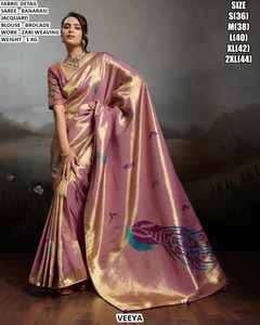Sari Tradicional Rosa Bordado Zariya para Fiestas, Sin Arrugas - Product Image 3